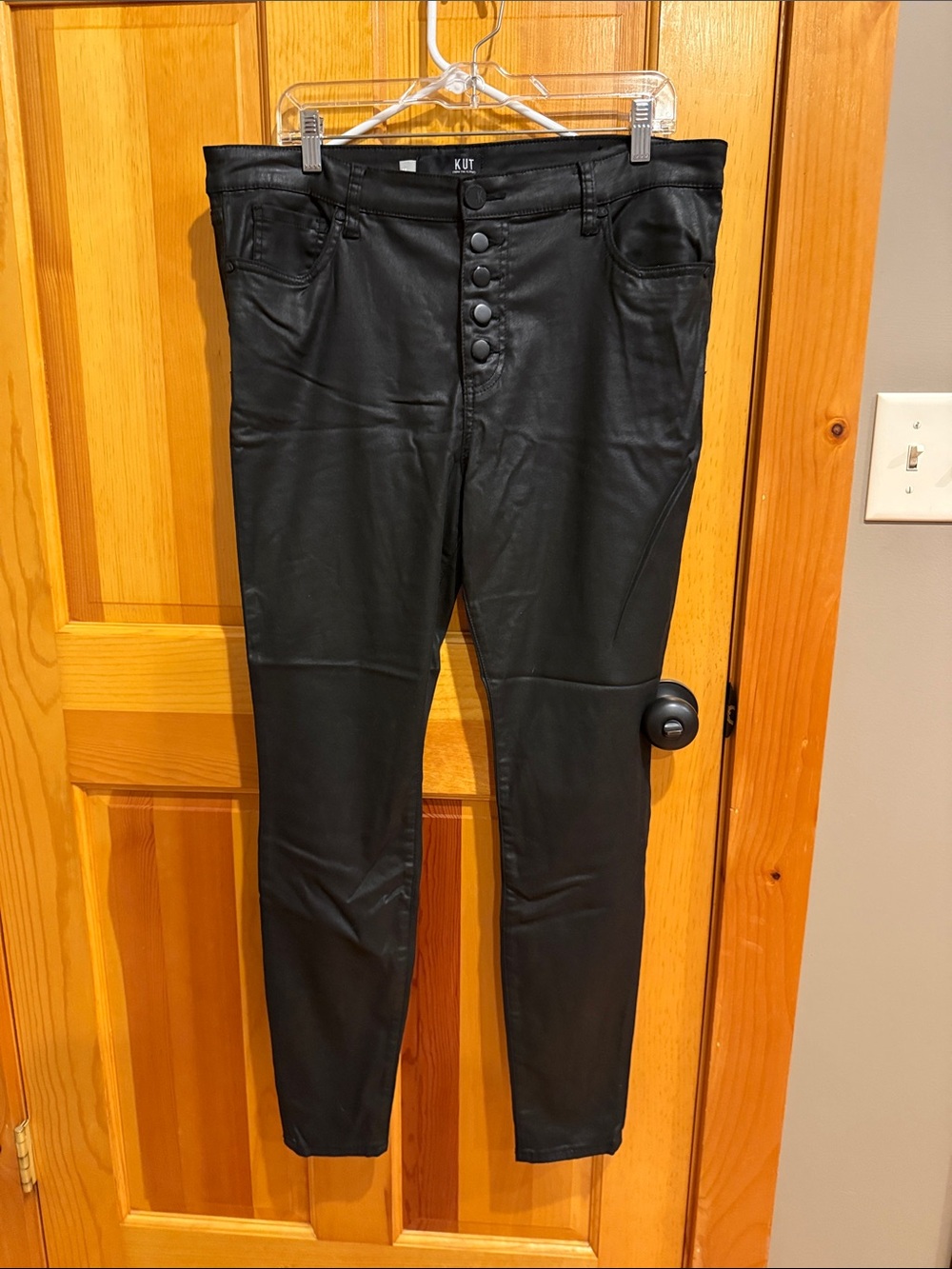 Kut from the Kloth Mia Black Coated Skinny Jeans